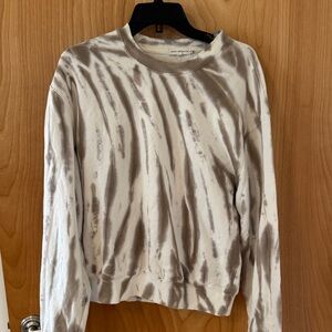 Good American Cream and Brown Tie-Dye Sweatshirt